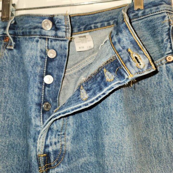 LEVIS 501 Blue Jeans Mens 36X30 Button Fly Red Tab Dominican Republic VTG - Picture 4 of 9
